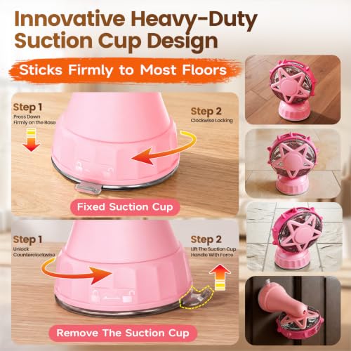 2in-1 Cat Slow Feeder and Interactive Cat Puzzle Toy,Ferris Wheel Treat Dispenser with Strong Suction Cup Base and Adjustable Food Leakage Holes,Food-Grade BPA-Free PP Cat Toys (Pink) - color: Pink
