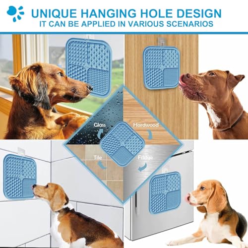 Licking Mat for Dogs & Cats with Suction Cups, 1 Pack Square Dog Slow Feeder Lick Pat for Anxiety Relief & Boredom, Dog Toys to Keep Them Busy, Pets Bathing Training Grooming Mat - color: Blue