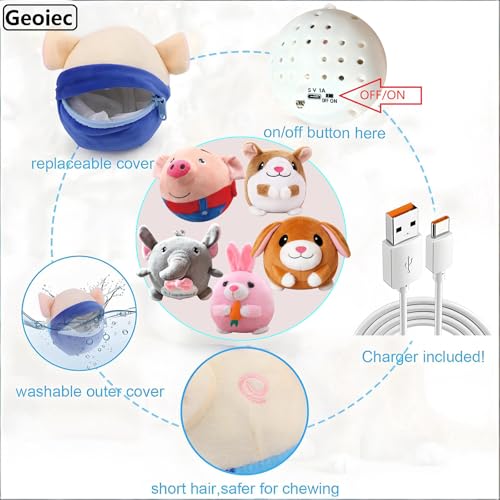 【2PCS】Interactive Dog Toys,Active Moving Pet Plush Toy with Recording & Music Modes,Jumping Squeaky Song shaking Interactive Dog Ball,Dog Toys to Keep Them Busy,Replaceable Coat (Blue Pig + Red Pig) - color: Smile-Blue Pig