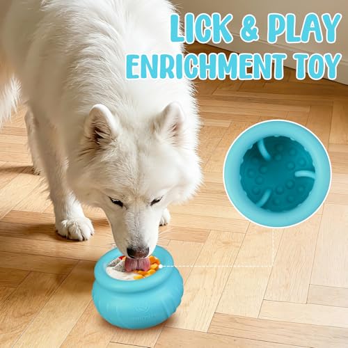 Wobbly Dog Enrichment Lick Toy, Stuffable Frozen Lick Bowl to Keep Dogs Busy, Long-Lasting Interactive Treat Dispensing Dog Toy, Silicone Fetch Catch Chew Toy(Teal,M) - color: Teal, size: M