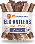 K9warehouse Mixed Elk Antlers for Dogs, Split & Whole, Large 7 Pack, 1.5lbs