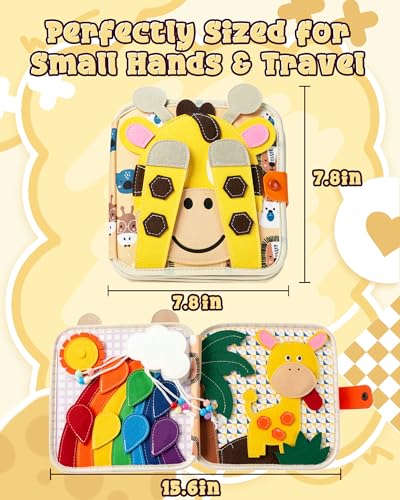 Montessori Busy Book, 8-Page Sensory Activity Toy, Giraffe - color: Sky Blue Giraffe