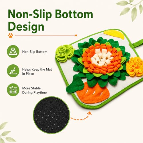Rabbit Foraging Mat Interactive Bunny Snuffle Mat for Small Animals - color: Orange and Green