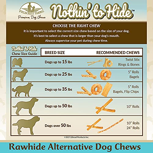 Fieldcrest Farms 3 Pack of Nothin' to Hide Chicken Rings and Bones, 12 Count Each, Rawhide Alternative Dog Chews