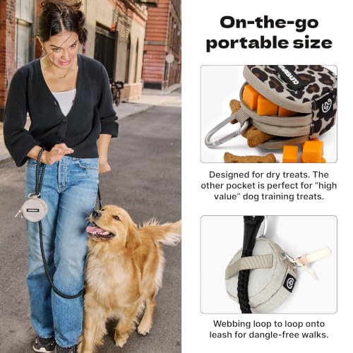 Cleverpup Snackpack Double Insulated Dog Treat Pouch – 1.5 Cup, 2 Pockets – Leopard - color: Leopard