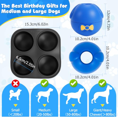 Yipetor Interactive Dog Chew Toy, Large Enrichment Frozen Treat Lick Ball - color: wobbly blue, size: Medium