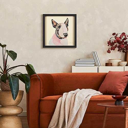 Empire Art Direct American Bull Terrier Dimensional Art Collage Hand Signed by Alex Zeng Framed Graphic Dog Wall Art, 17" x 17" x 1.4", Ready to Hang - color: Pink & Purple, size: 17"L x 17"W
