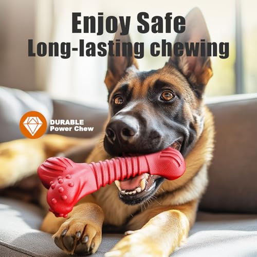 Dog Toys for Aggressive Chewers, Dog Toys for Medium Large Dogs, Natural Rubber Dog Chew Toys with Beef Flavor, Indestructible Chew Toys for Aggressive Chewers (red) - color: red