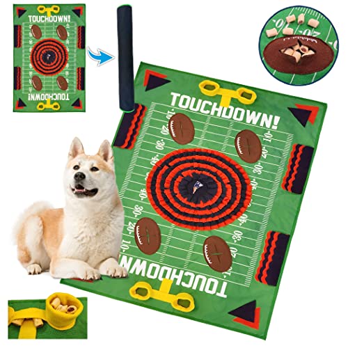 NFL New England Patriots Pet Snuffle Mat, Football Field Feeding Game, Interactive Dog Sniffing Food Puzzle Mat Toy, Pet Foraging Mat, Slow Feeding Healthy Cat, Pet Treat Puzzle