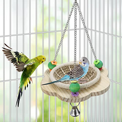 Wontee Bird Nest Parrot Breeding Nest Bed Bird Hanging Swing for Budgies Parakeets Conures Cockatiels Caique Senegal Parrot (Hemp Rope) - color: Hemp Rope
