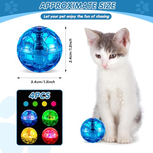 Frienda 4 Pcs Light up Cat Ball LED Motion Ghost Hunting Cat Ball, Colorful - color: Colorful