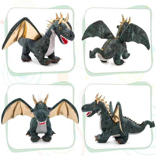 Dragon Plush Toy with 4 Babies, 21.7" Stuffed Animal, Dark Green - style: Dragon Dark Green