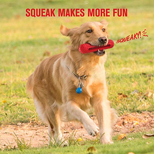 petizer Dog Squeaky Toy for Aggressive Chewers, Tough Toothbrush Dental Dog Chew Toy, Durable Rubber Toy for Pet Training, Dog Teeth Cleaning, Playing and Chewing for Medium & Large Breeds