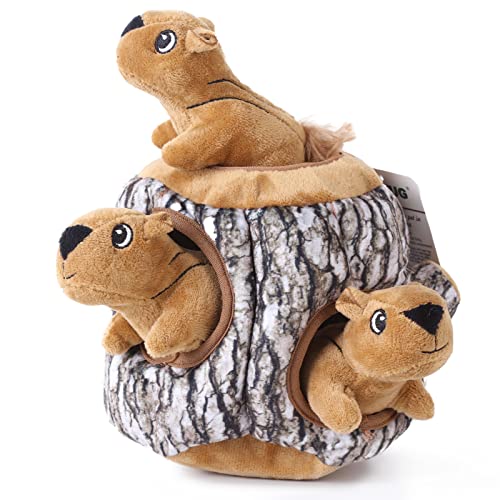 Laifug Hidden Squirrel Plush Dog Toy， Interactive Squeaky Dog Toy Hide and Seek, L - color: Squirrel, size: L