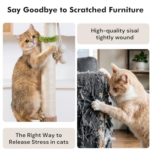 Woochpet 35"Cat Scratching Posts,Interactive Cat Toys For Indoor Large Cats - color: Beige