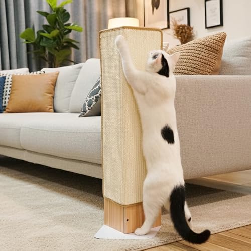 PETKARAY Couch Corner Cat Scratcher, 28" Corner Scratching Post Wall Scratcher, Sisal Furniture Protector for Sofa with Reversible Base, Large - size: Large
