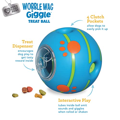 Wobble Wag Giggle Treat Ball- Interactive Dog Toy & Treat Dispenser, Fun Giggle Sounds When Rolled or Shaken, Great for Dogs Pets Know Best - style: Treat