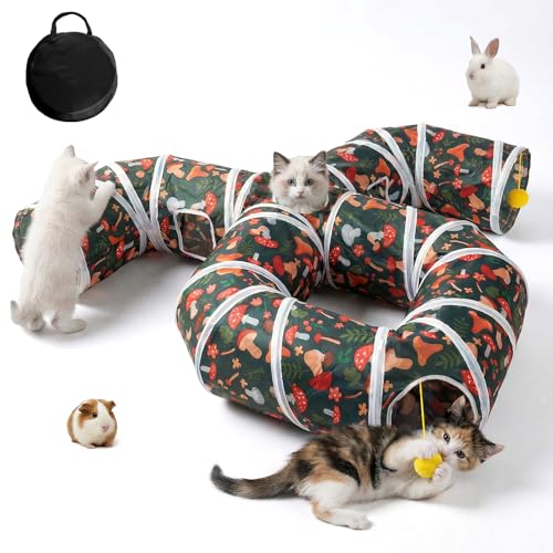 Cat Tunnel for Indoor Entertainment, Tear-Resistant Cat Play Tube with Play Ball, Collapsible Pet Tube with Interactive Peephole, Ideal for Kittens Puppies Rabbits (Octopus-Shaped) - color: Octopus-shaped
