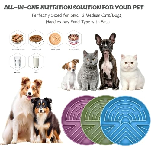 Slow Feeder Dog Bowl for Large & Small Pets, Anti Choking Puzzle Dog Food Bowl with Non-Slip Base, Interactive Pet Slow Eating, Silicone Cat Feeder for Puppies Cats - color: Purple