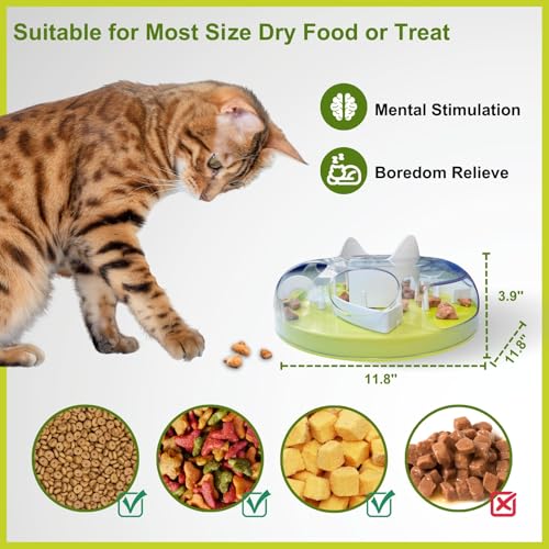 Interactive Cat Treat Puzzle Enrichment Toys, Neon Green - color: Neon Green
