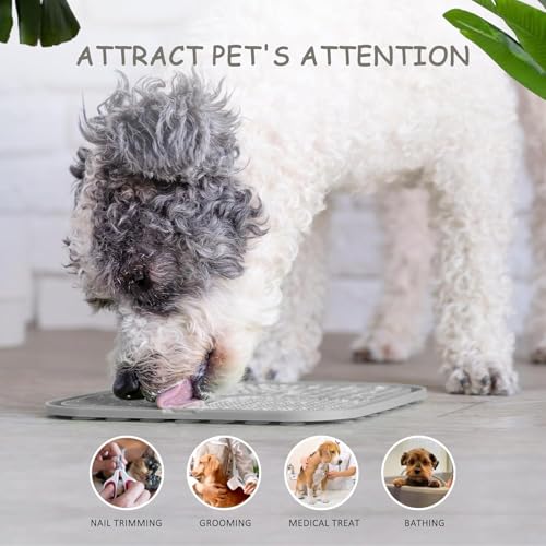 ChefAide 2 Pack Lick Mat for Dogs, Cats & Puppies with Suction Cups - color: Khaki+Dark Gray
