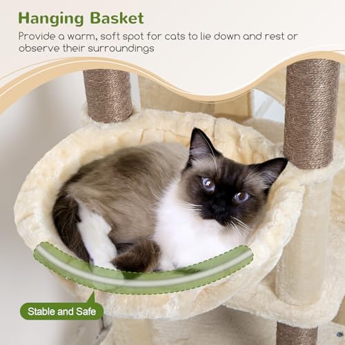 Globlazer F71 Cat Tree Tall, 71in Cat Tower for Indoor Cats, Beige - color: Beige
