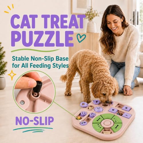 Interactive Cat Puzzle Toy, Maze Slow Feeder, 11.02 in - color: light pink