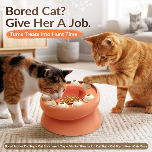 KADTC Cat Puzzle Toy Slow Feeder Bowl for Fast Eater, Kitten Enrichment Toy - color: pink