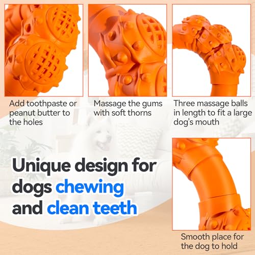 Indestructible Dog Chew Ring Toys for Aggressive Chewers, Super Chewer Toy for Medium Large Dogs, Puppy Teething Rings, Interactive Ring for Boredom,Heavy Duty Dog Teething Toys - color: Orange