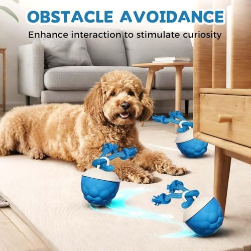 Interactive Dog Toys Motion Activated Automatic Rolling Ball Toys for Small/Medium/Large Dogs Balls for Boredom to Keep Them Busy with USB Rechargeable(Blue) - color: blue