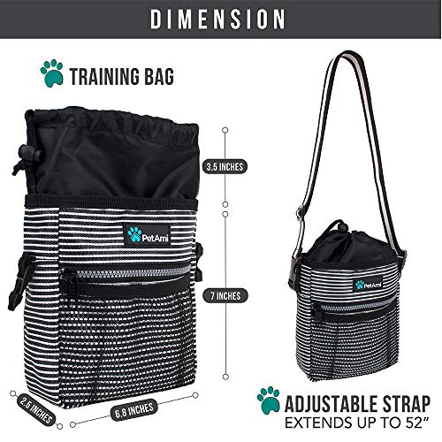 PetAmi Hands Free Dog Treat Pouch for Training and Walking, Stripes - color: Black Stripes