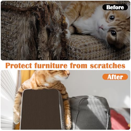 Cat Scratch Furniture Protector - 100" x 13.8" Trimmable Self-Adhesive Cats Claws Scratch Pads, DIY Cat Climbing Couch Protector for Scratch Post Cat Tree Replacement Indoor (Brown) - color: Brown, size: 13.8" x 100"