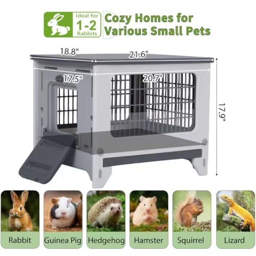 Plastic Rabbit Cage Outdoor Indoor, Bunny Cage Guinea Pig Cages Enclosure - size: 21.6" L x 18.8" W x 17.9" H