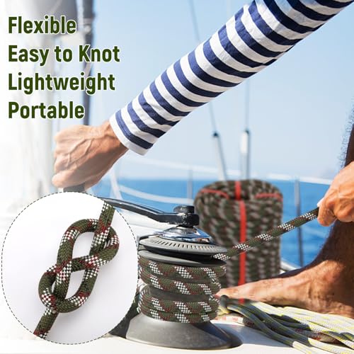 1/2 in x 100Ft Static Polyester Arborist Rope, ASTM F2116 Certified 9000Lbs MBS 48 Strands Bull Rope for Climbing Tree Swing Pulling Sailing - size: 1/2 x 100ft, style: Green