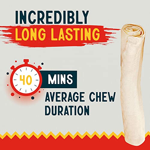Canine Chews 10-11" Rawhide Bones for Large Dogs, Durable USA Beefhide Dog Rawhide Chews, Retriever Rolls 20 Pack (5 lbs) - size: 20 Count (Pack of 1)