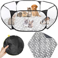 VitalCozy Guinea Pig Playpen with Mat Small Animal, Black, Star - color: Black
