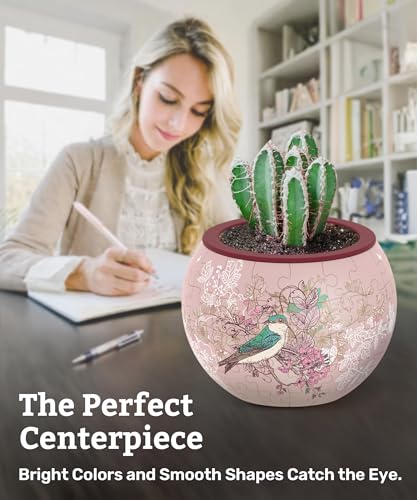 PieceRelax Unique 3D Puzzle Planter - 80 Plastic Pieces [K1100] - color: Singing Birds and Flowers