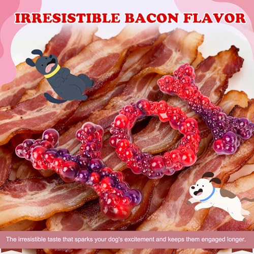 3Pack Bone Indestructible Dog Chew Nylon Toys for Aggressive Chewers - color: Red