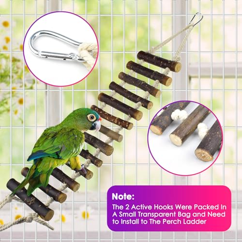 KATUMO Bird Toys, Parakeet Swing Parrot Ladder Cockatiel Perch Conure Hanging Bell Toys for Parakeet Conure Cockatiel Mynah Love Bird Small Birds - style: Burlywood ladder set (7 IN 1)