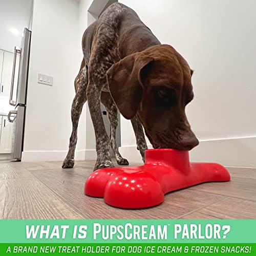 GoSports Pets PupsCream Parlor - Non-Slip Frozen Dog Treat & Ice Cream Holder - Mess-Free Lick Mat Alternative, Includes 6 Reusable Cups & Lids - color: Red
