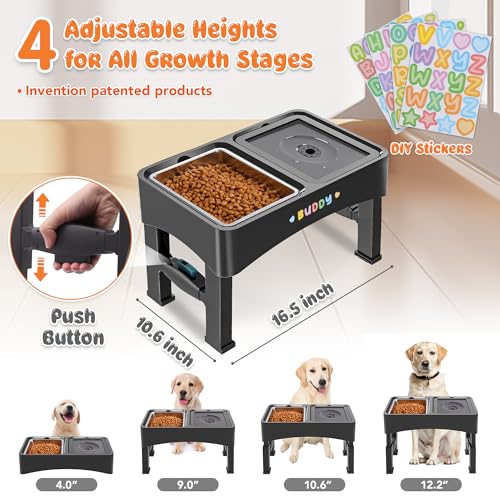 Decflow 2-in-1 Elevated Dog Bowls with 4 Height Adjustable Raised Stand - color: 2-in-1 Light Black