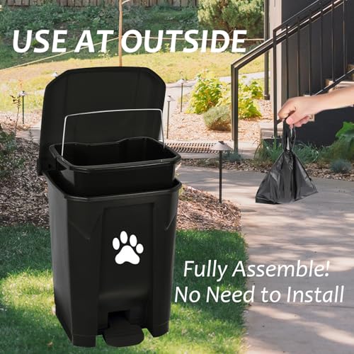 Outdoor Trash Can Dog Poop Bin Dog Waste Trash Can Pet Outside Garbage Can - color: Black with 5rolls Bags