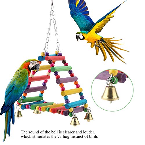 Joyzan Parrot Swing, Bird Parakeets Wooden Toys Foraging Wall Hanging