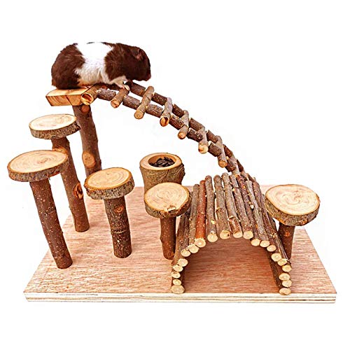 Wooden Hamster Bridge, Small Animals Climbing Ladder Activity Set Platform Ramps Playground Toys for Mouse Gerbil Rat Sugar Glider Dwarf Syrian Hamster - style: Platform of climbing ladder and bridge
