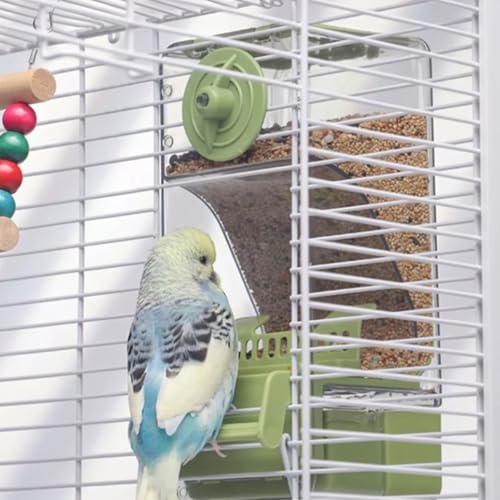 Automatic Bird Feeder, Bird Cage Feeder with Perch for Parakeet Canary Cockatiel Finch (Pink) - color: Pink