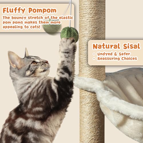 Fantasreen Cat Tree 28'' with Hammock & Interactive Toy for Indoor Cats - color: White-28 Inches