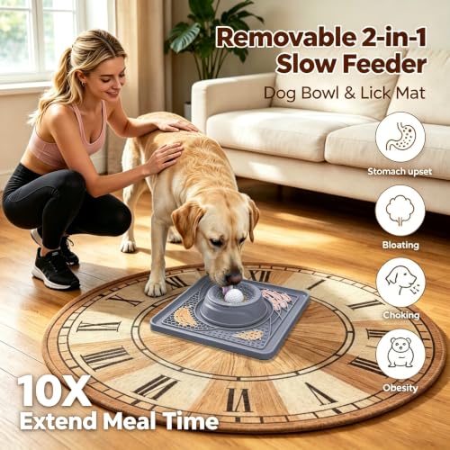 Slow Feeder Dog Bowls & Lick Mat for Liquid and Thick Treat(Grey) - color: GRAY