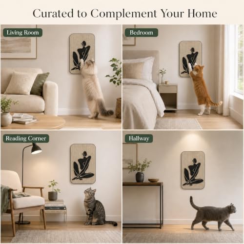 Cat Wall Scratcher, Art Cat Scratching Board for Indoor Cats - color: Silent Elegance