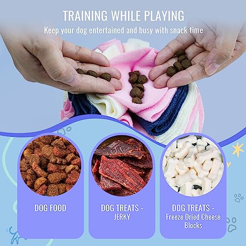 Pet Snuffle Ball, Puzzle Sniffing Interactive Dog Ball for Blind Dogs Training Stress Relief Dog Enrichment Toys Treat Machine Washable (15cm, Classic Pink Blue White) - color: Classic pink blue white, size: 15cm