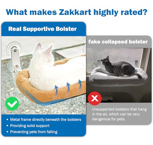 Zakkart Foldable Cat Hammock for Window (Brown Bolster Bed, Medium) - color: Brown Bolster Bed, size: Medium